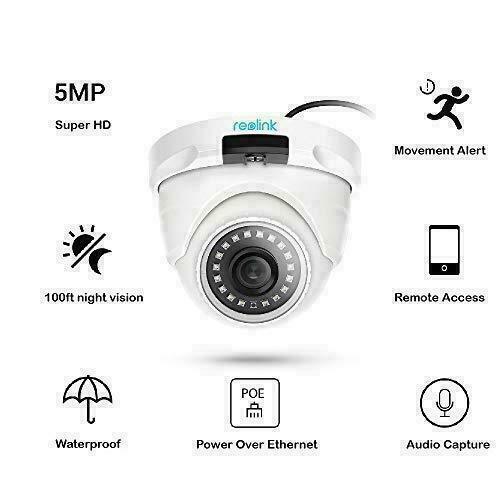 PoE IP Security Camera 5MP Surveillance Outdoor Ambient Audio RLC-520 2-Pack