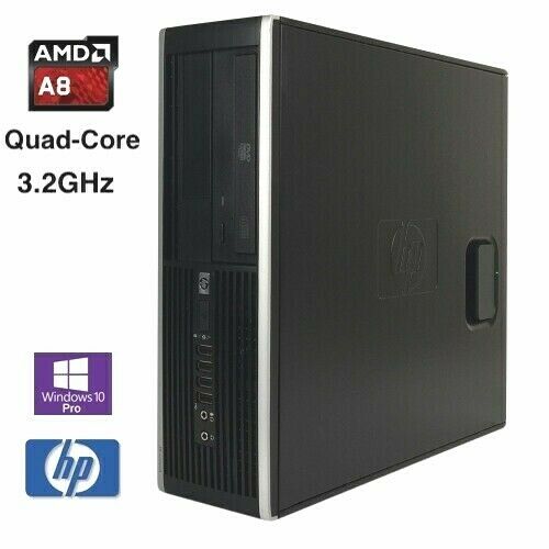 HP 6305 SFF Desktop Computer AMD Quad-Core A8 3.2GHz 8GB 500GB Windows 10 Pro