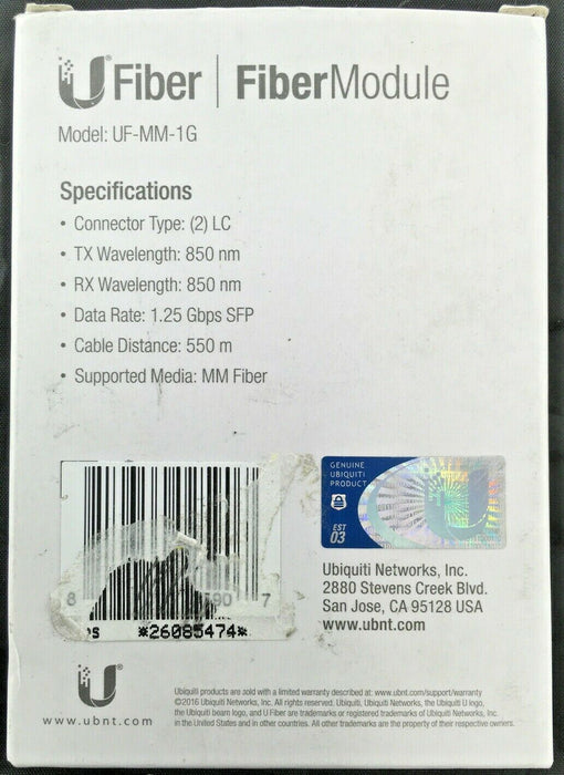 Ubiquiti UF-MM-1G U Fiber Module Mult-Mode SFP Fiber Module 1G 1.25 Gbps 2-Pack
