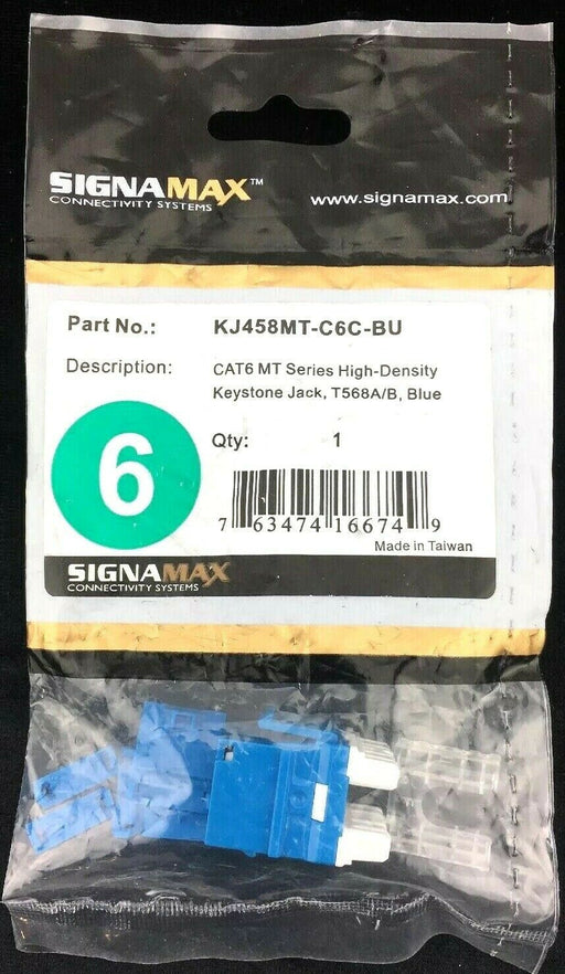 Signamax KJ458MT-C6C-BU CAT6 MT Series High-Density Keystone Jack T568A/B Blue