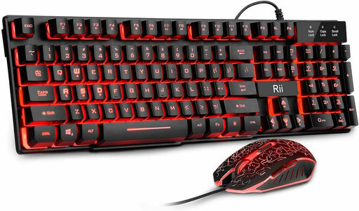 Rii Gaming Keyboard and Mouse Combo Colorful LED Backlit Multimedia RK108 RM108