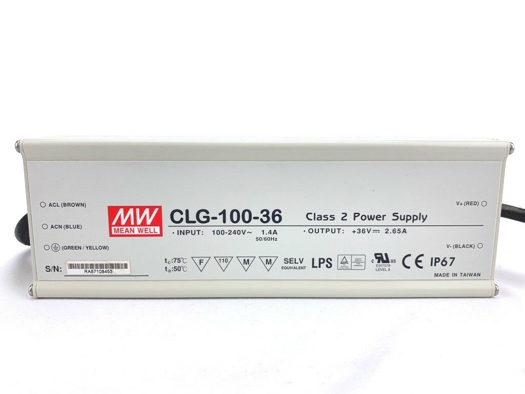 Mean Well CLG-100-36 Class 2 Industrial Power Supply 100-240V AC 36V DC 2.65A