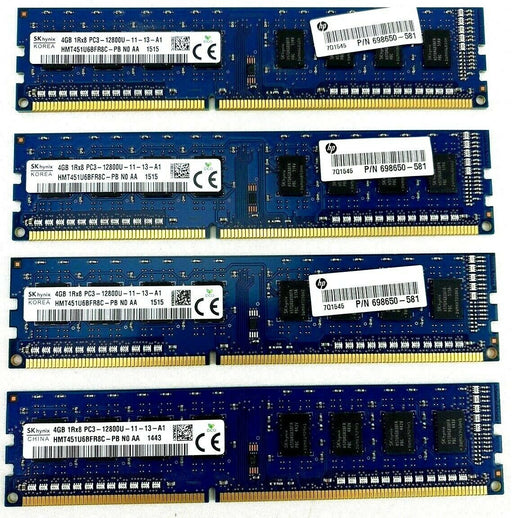 Upgrade HP to 16GB PC3 Desktop RAM DIMM (4GB x 4) SK hynix DDR3-1600 PC3-12800U