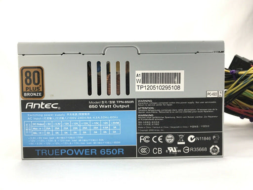 ANTEC TPN-650R PSU 650W ATX Continuous Power Supply 80PLUS BRONZE Desktop/Server