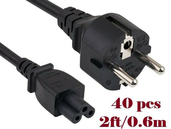 40x Lot of European Schuko 3-Prong Notebook Power Cord Mickey Mouse Clover Style