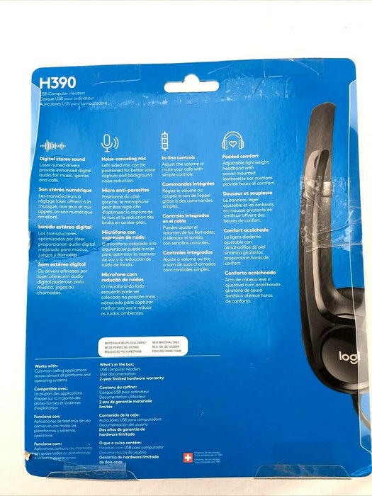 Logitech USB Headset H390 with Noise Cancelling Mic (New)