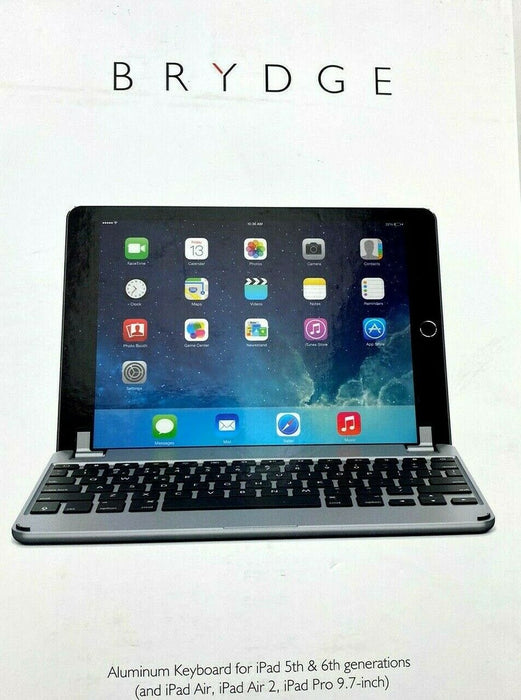 BRYDGE Aluminum Keyboard Folio for iPad 9.7" Air 2  Pro 9.7 5th & 6th Gen Silver