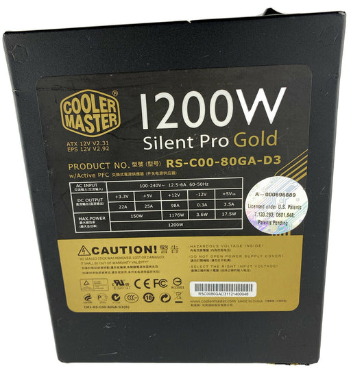 Cooler Master Silent Pro Gold 80 Plus Gold 1200W Computer PSU Power Supply