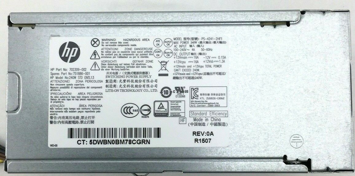 HP PS-4241-2HF1 Power Supply for Server & ProDesk 600G1 240W P/N: 702309-002