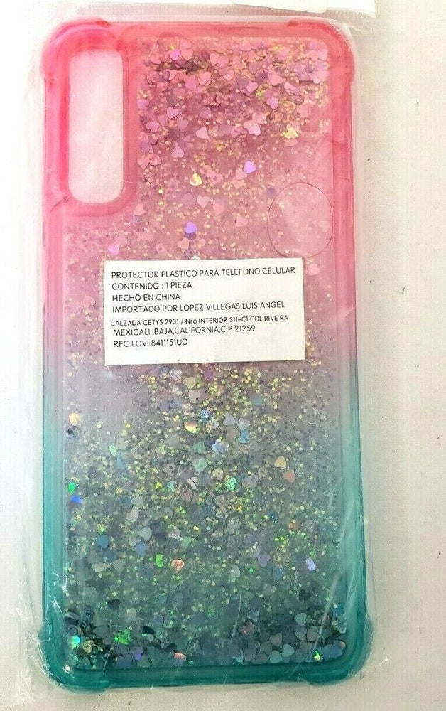 For Samsung Galaxy A70 Glitter Liquid Hearts Rubber  Case Cover