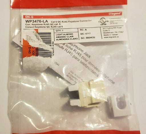 Legrand  WP3476-LA Cat6 QC RJ45  Keystone Insert Quick Connect 2 Pack
