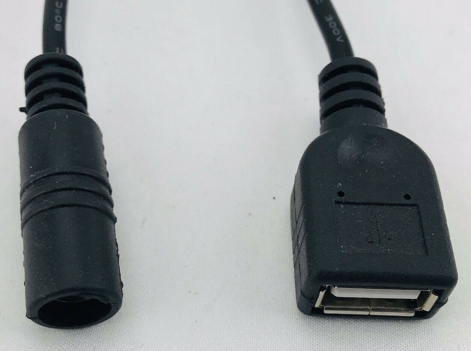 Barrel Jack Power Cable to USB Type A Female Adapter 5.5mm/2.1mm 5V Connector