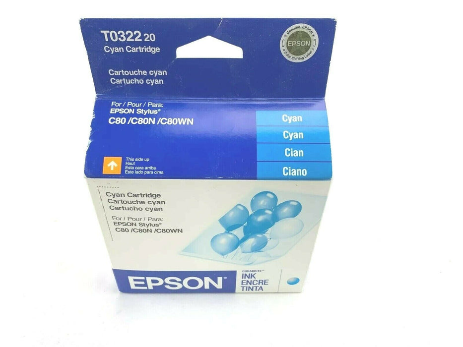 GENUINE Epson T0322 Cyan Printer Ink Cartridge for EPSON Stylus C80/C80N/C80WN