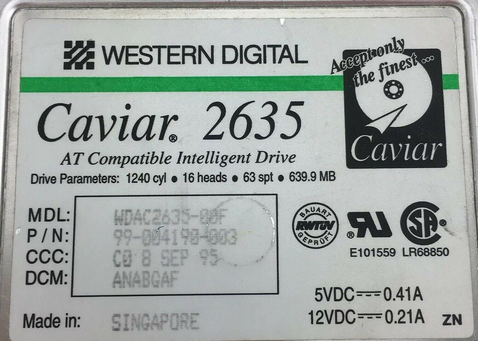Western Digital Caviar 2635 Hard Drive WDAC2635-00F 99-004190-003