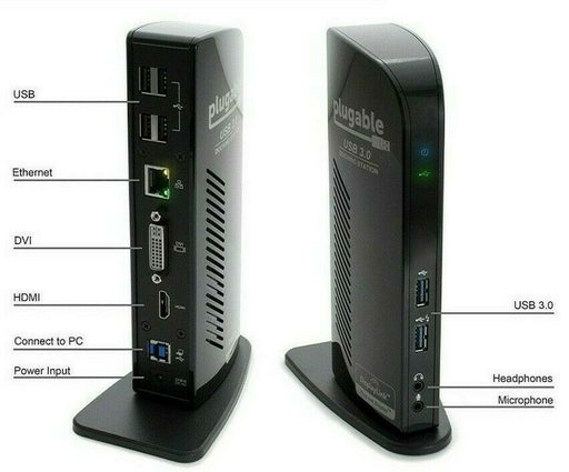 Plugable USB 3.0 Universal Laptop Docking Station HDMU DVI Dual Monitor Ethernet