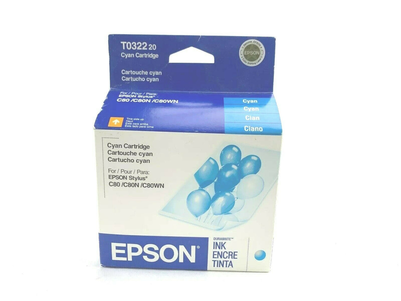 GENUINE Epson T0322 Cyan Printer Ink Cartridge for EPSON Stylus C80/C80N/C80WN