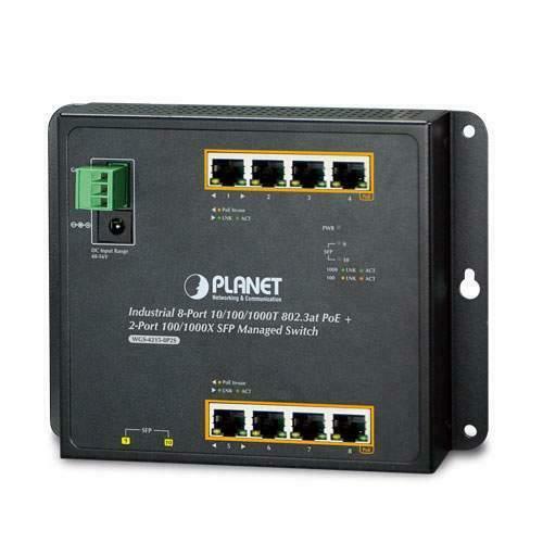 Planet WGS-4215-8P2S 8 Port Gigabit PoE Flat Industrial Managed Switch Fiber Up