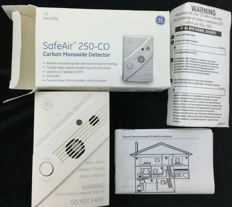GE Security Interlogix SafeAir 250-CO Carbon Monoxide Detector 046188112883