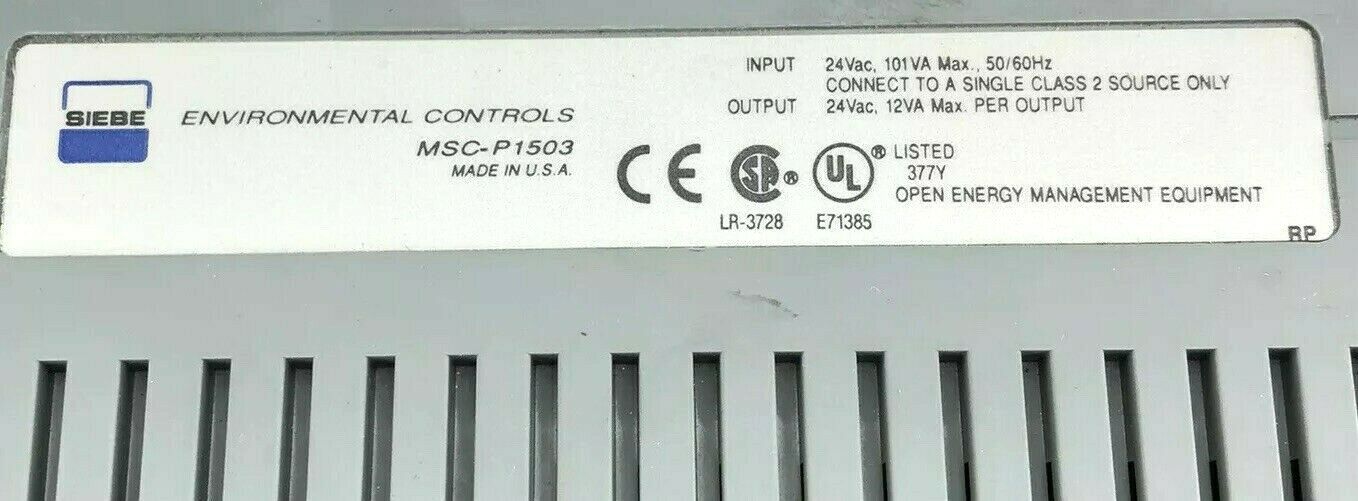 SIEBE MSC-P1503 environmental control 24V input/output open energy management