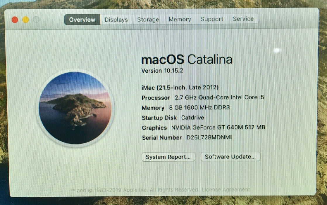 Apple iMac AiO 21.5" Desktop Computer Thin Late 2012 2.7GHz 8GB 1TB MD093LL/A