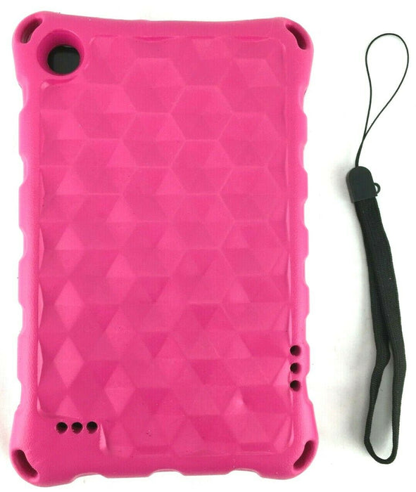 For Amazon Fire 7 9th Generation (2019) Case with Wrist Strap Pink NEW
