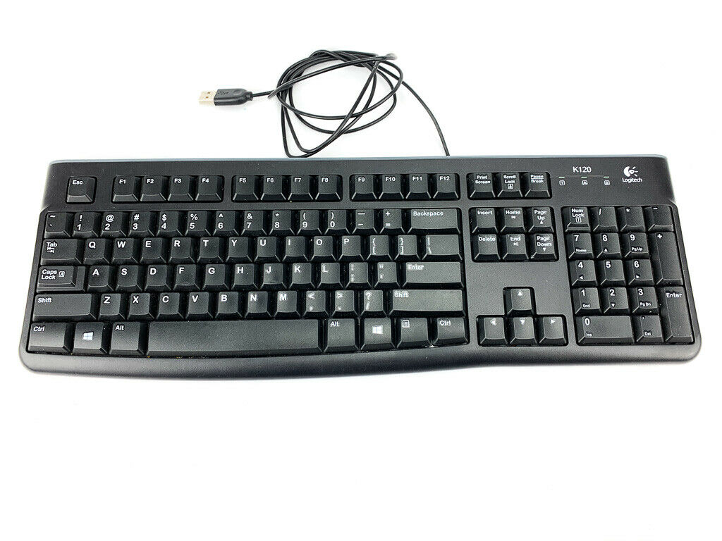 Logitech K120 USB Slim Keyboard Quiet Keys QWERTY Ergonomic Microsoft or Mac OS