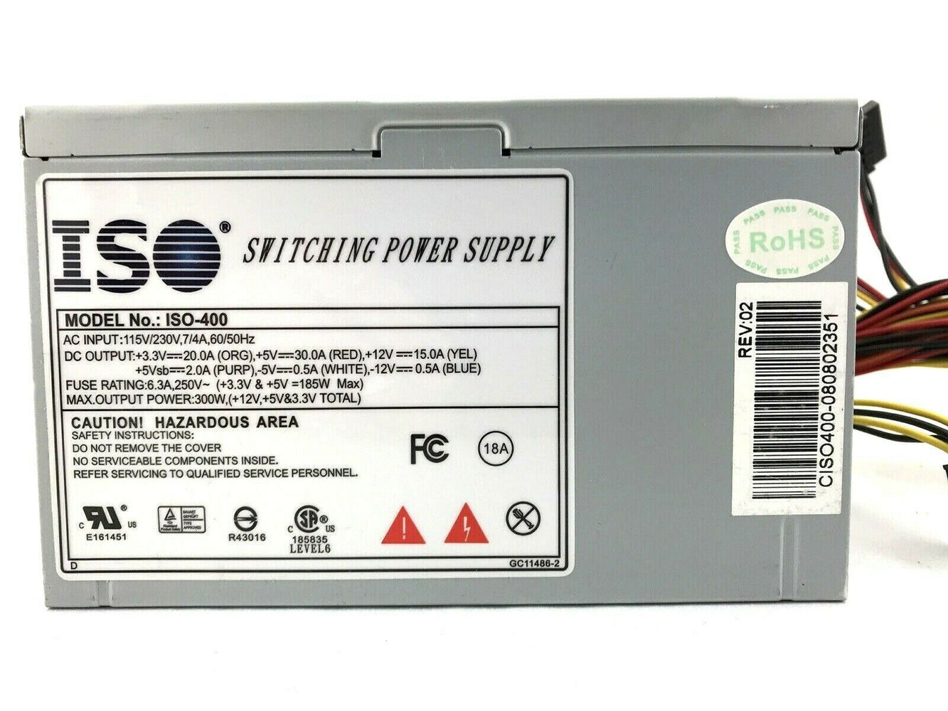 ISO-400 300W Desktop Switching Power Supply ATX PSU 115/230V 300 Watts Fast Ship
