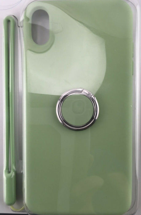 Light Green Ring Stand Phone Case with a Silicon Strap | ONN for iPhone Xs Max 