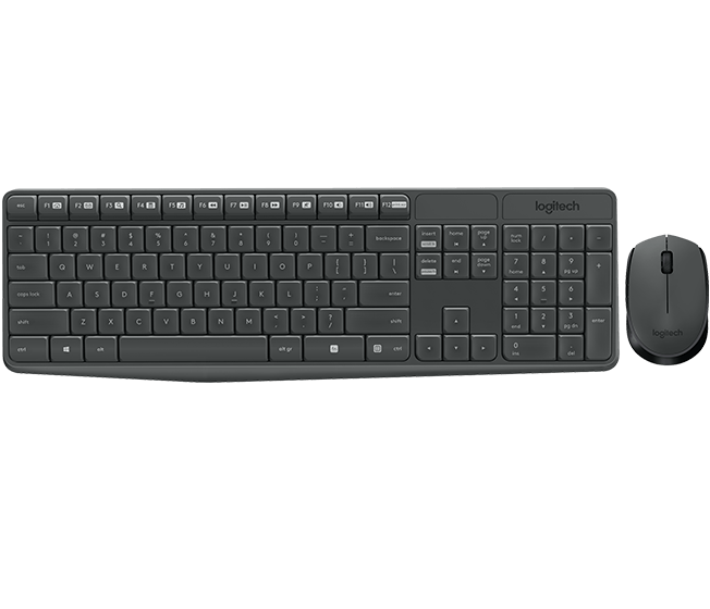 Logitech MK235 Wireless Keyboard and Mouse Combo Enhanced Keys Black 920-007897