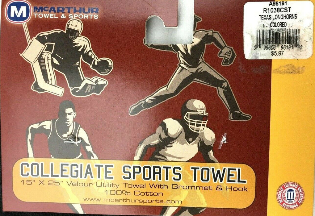 Texas Longhorns Cool Comfort  Collegiate Sports Towel 15” X 25” 100% Cotton USA