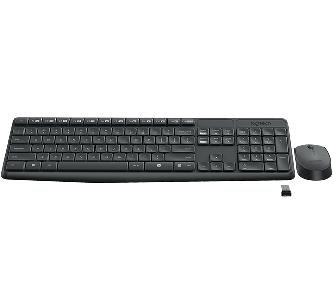Logitech MK235 Wireless Keyboard and Mouse Combo Enhanced Keys Black 920-007897