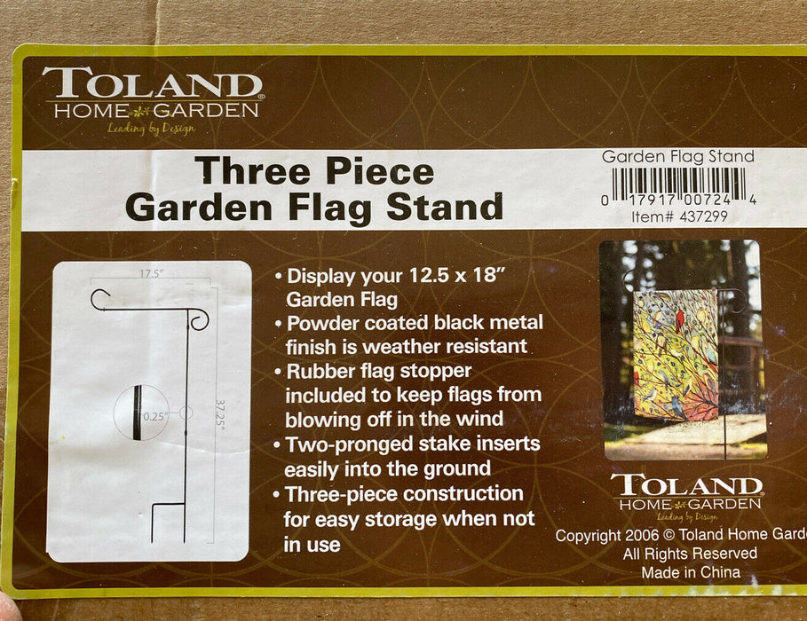 Toland Home Garden Flag Stand Black 37” Inch Tall Decorative 3-piece Kit