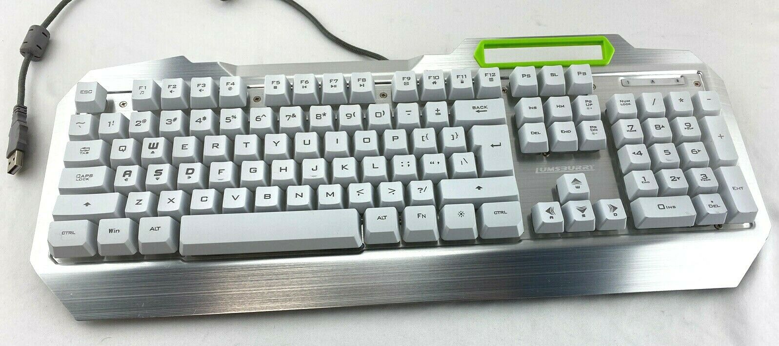 Lumsburry Gaming Keyboard RGB LED Backlit Keys Multimedia Control Silver-White