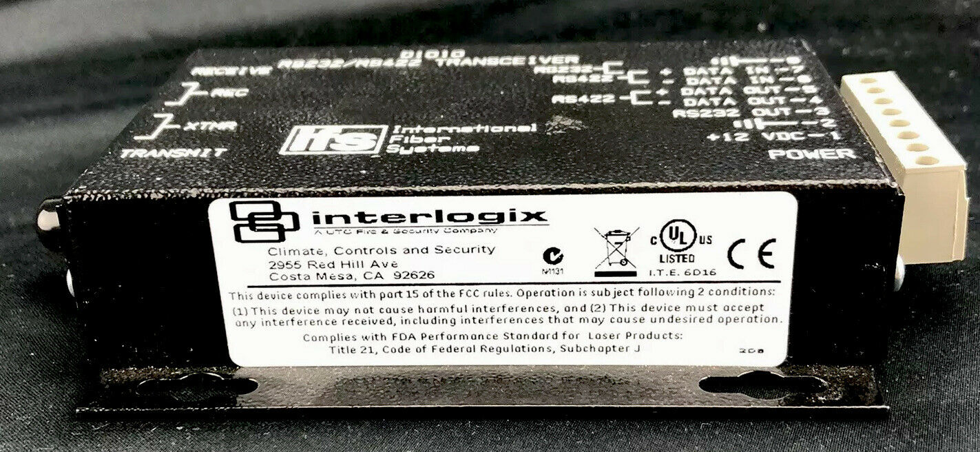 Interlogix IFS GE D1010 RS232/RS422 Data Transceiver, MM, 2 Fibers (850 nm)
