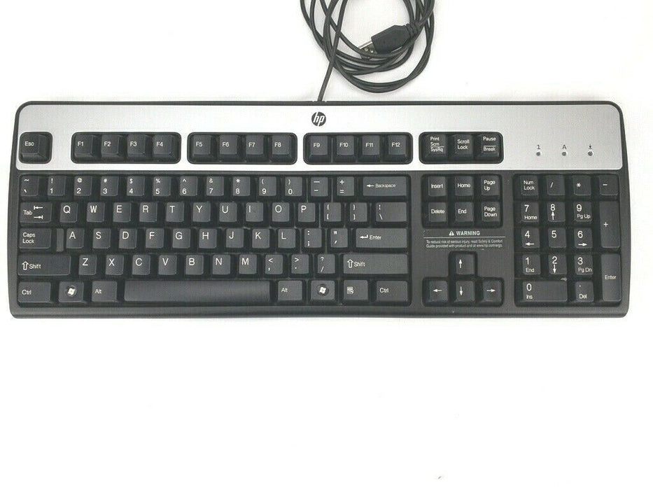 HP USB Windows 10 Black Keyboard Heavy Duty QWERTY Desktop 104-Key