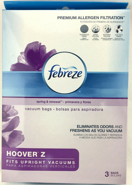 Febreze 28V4 Hoover Z Vacuum Bags Box of 3 Fits Upright Vacuums Eliminates Odor