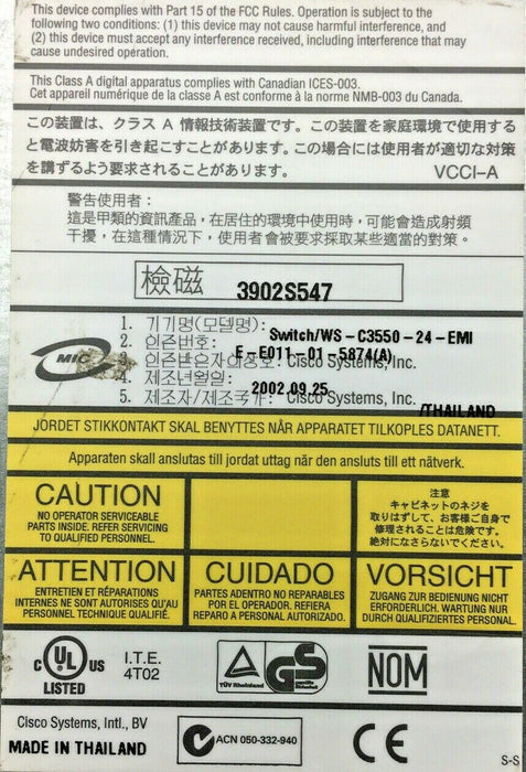 Cisco Catalyst WS-C3550-24-EMI 24-Port Fast Ethernet Network Switch LOT OF 2