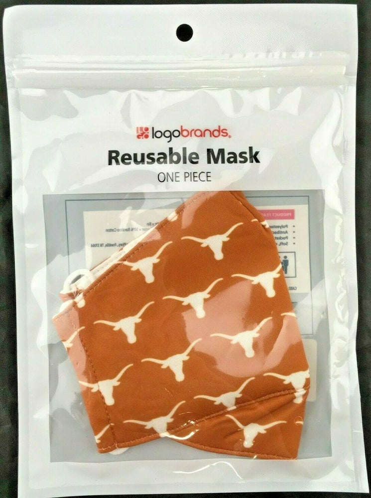 Face Mask Reusable Cloth Logo Brands Texas Longhorns Pattern One Size Fits Most