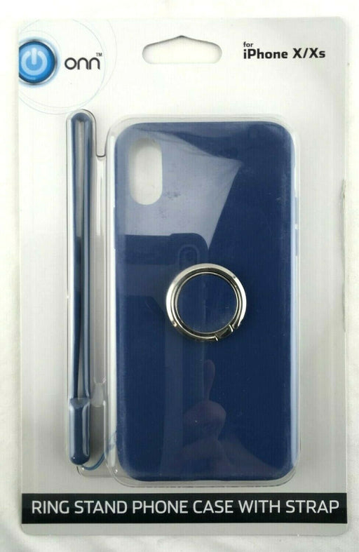 Blue Ring Stand Phone Case with a Silicon Strap | ONN for iPhone Xs Max 