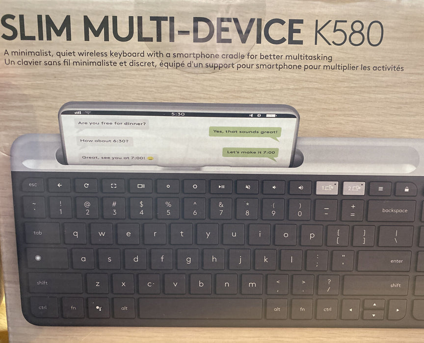 Logitech K580 Ultra Slim Bluetooth Wireless Keyboard Chrome Layout Multi Device