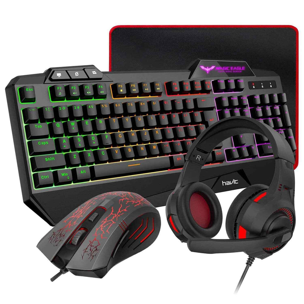 Xbox ONE PS4 PC Deluxe Gaming Starter KIT LED Black Keyboard