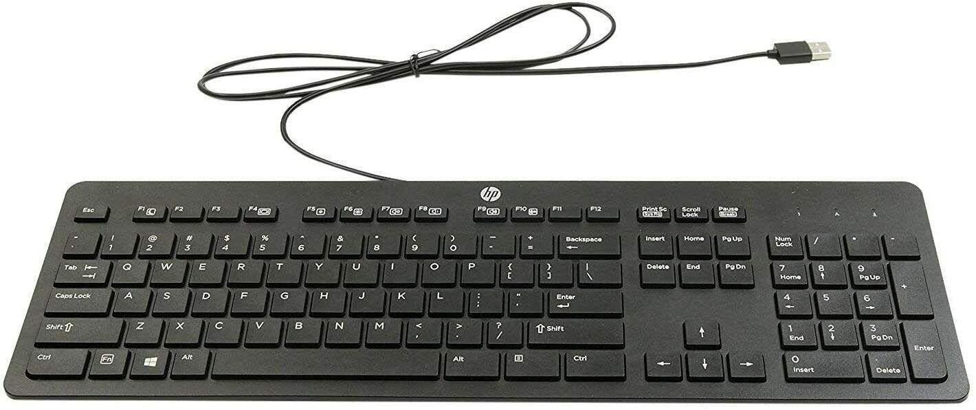 HP Ultra Slim Wired Black USB Keyboard US Version 803181-001 SK-2120 QWERTY