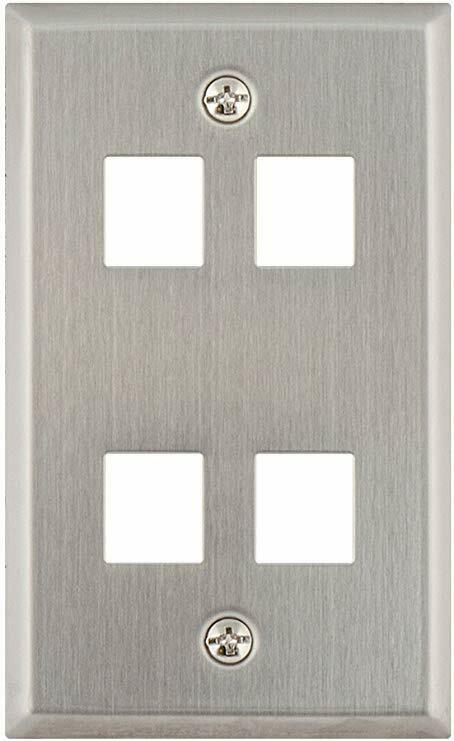 Legrand On-Q WP3404-SS 1-Gang 4-Port Classic Keystone Wall Plate Stainless Steel
