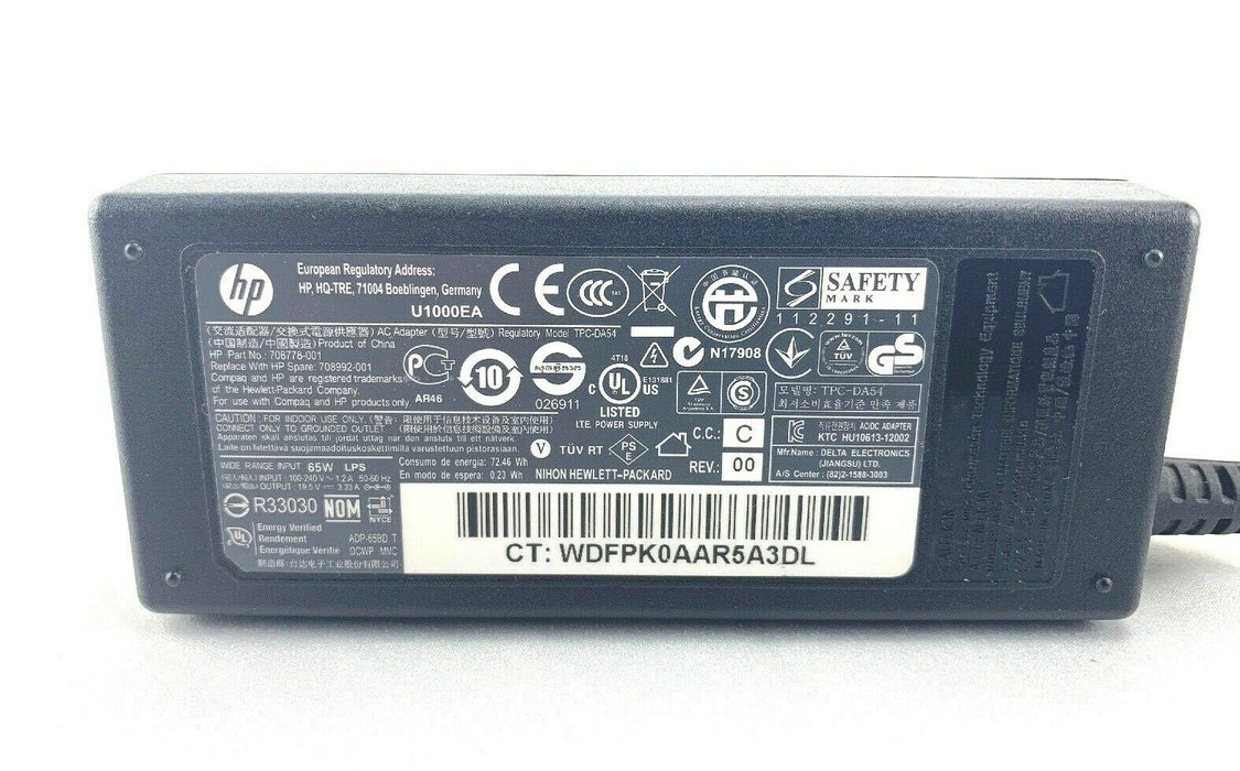 HP Pavilion 65W 19.5V 3.33A AC Power Adapter 708778-001 TPC_DA54 ProBook, Envy