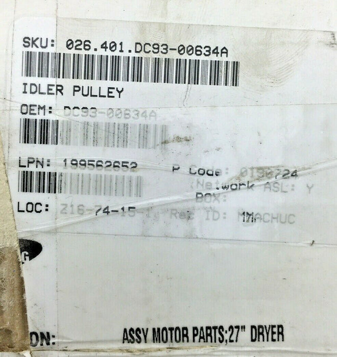 Samsung DC93-00634A Idler Pulley Clothes Dryer Assy Motor Parts 27" Dryer