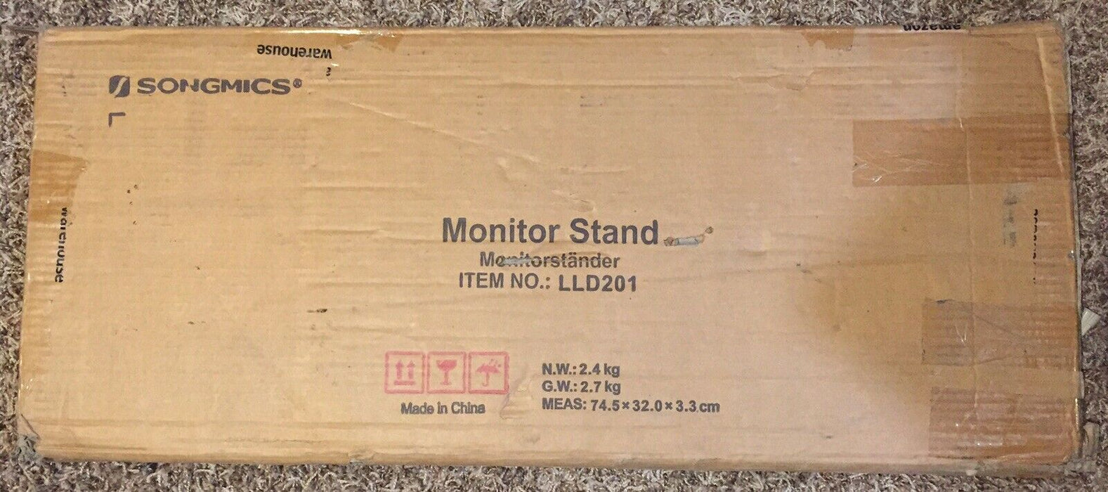 Songmics Bamboo Monitor Stand Riser Ergonomic Desktop Organizer LLD201