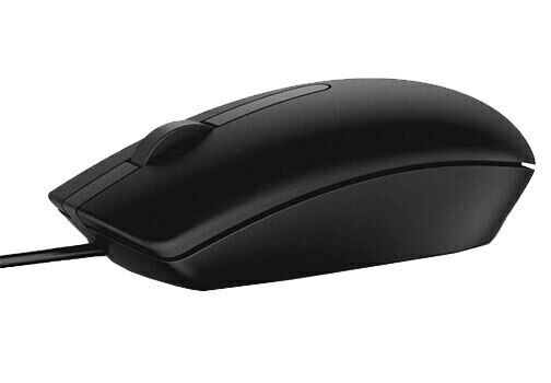 Dell MS116-BK Black Optical Mouse 3-Button 6' Cable NEW In Box Slim Style
