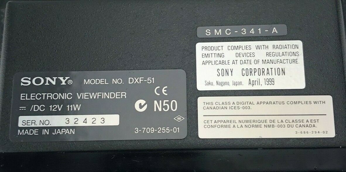 Sony DXF-51 5" Studio Viewfinder W/ Bracket