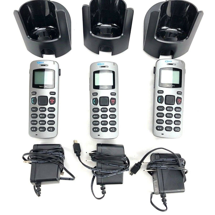 3 Piece Lot Quick Phones QA-342 Wireless IP Phone WIFI, Base Stand & Charger